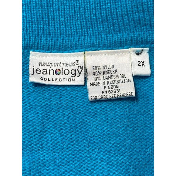 Newport News Jeanology Sweater Women 2X Blue Angora Lambswool Blend Cowl Neck - Picture 5 of 8